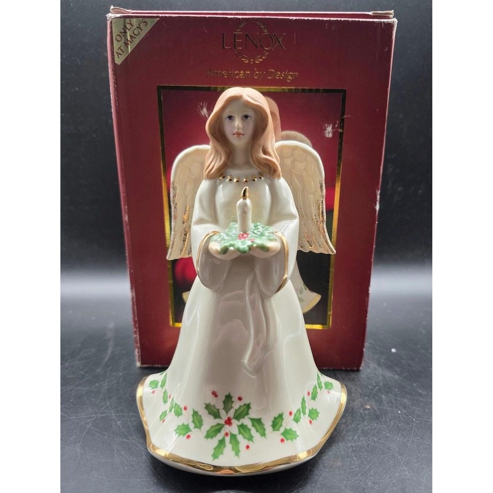 Lenox Holy Night Holiday Angel Figurine Ivory Porcelain Gold 6.75" 817915 Macy's